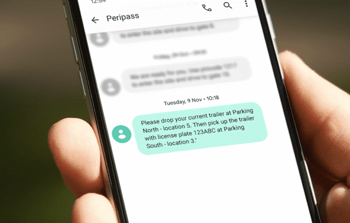 Example of an SMS sent by Peripass