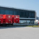 Trucks at a warehouse